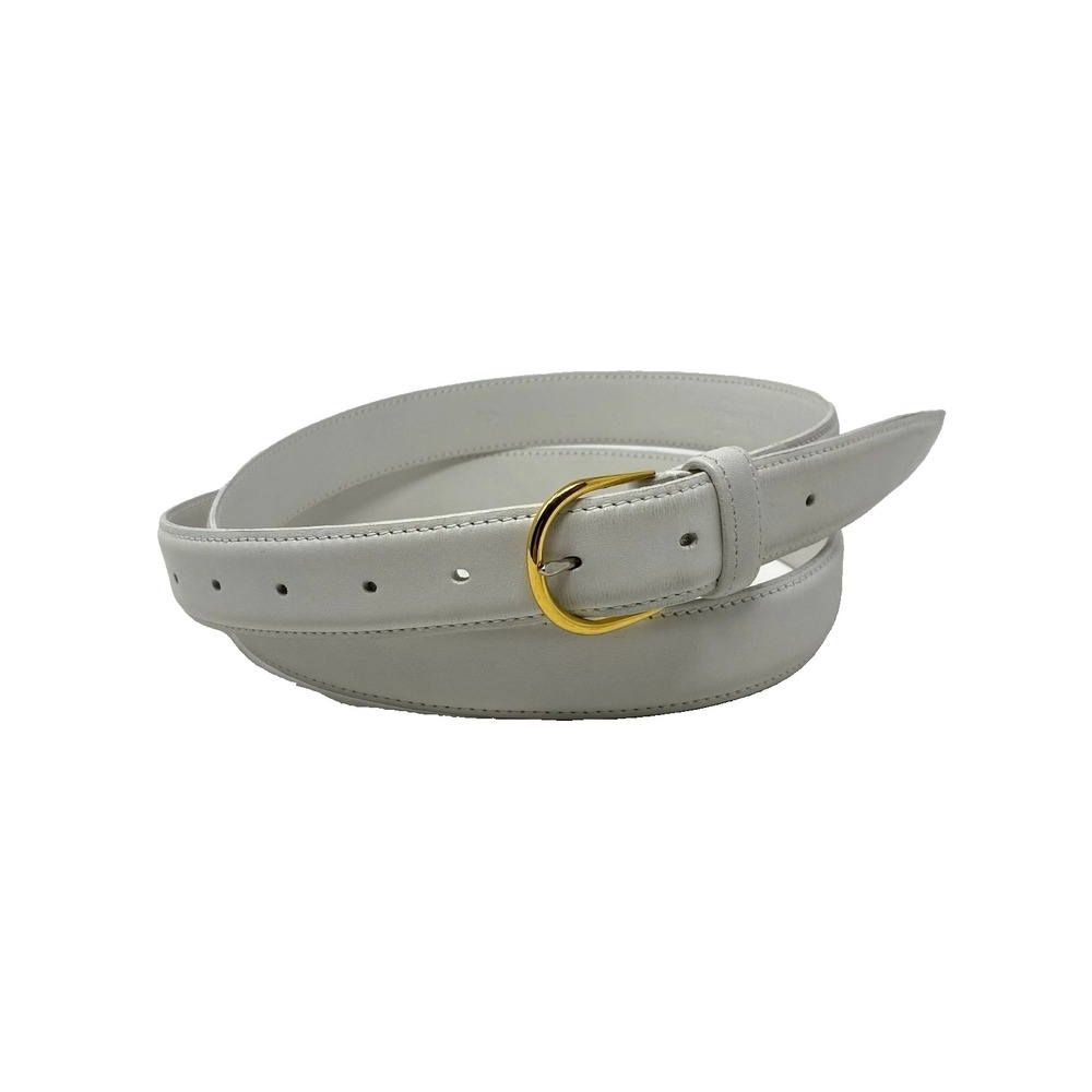 Vtg Longhi Belt Mens 48 White Leather Made in Italy Maus &‎ Hoffman Yacht Rock